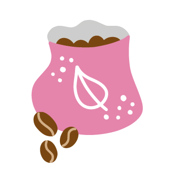 happy splat design_pink bag of coffee beans